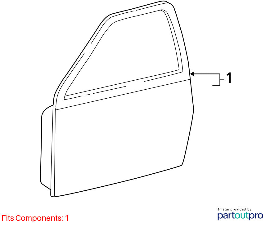 2000-2006 Toyota Tundra Left Front Door Shell White Color Code 056 67002-0C030