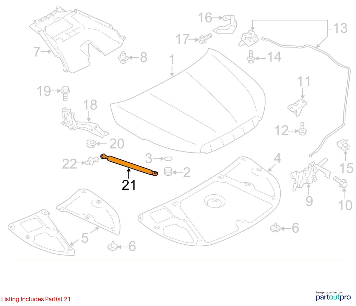 2014-2018 Subaru Forester Front Hood Support Shock Strut OEM 57251SG001