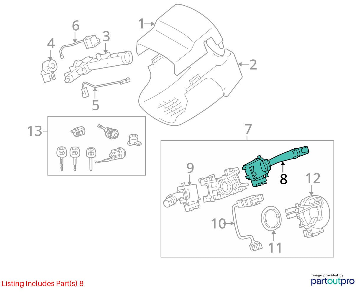 2000-2005 Toyota Tundra Left Windshield Wiper Control Switch OEM 87810-0C010