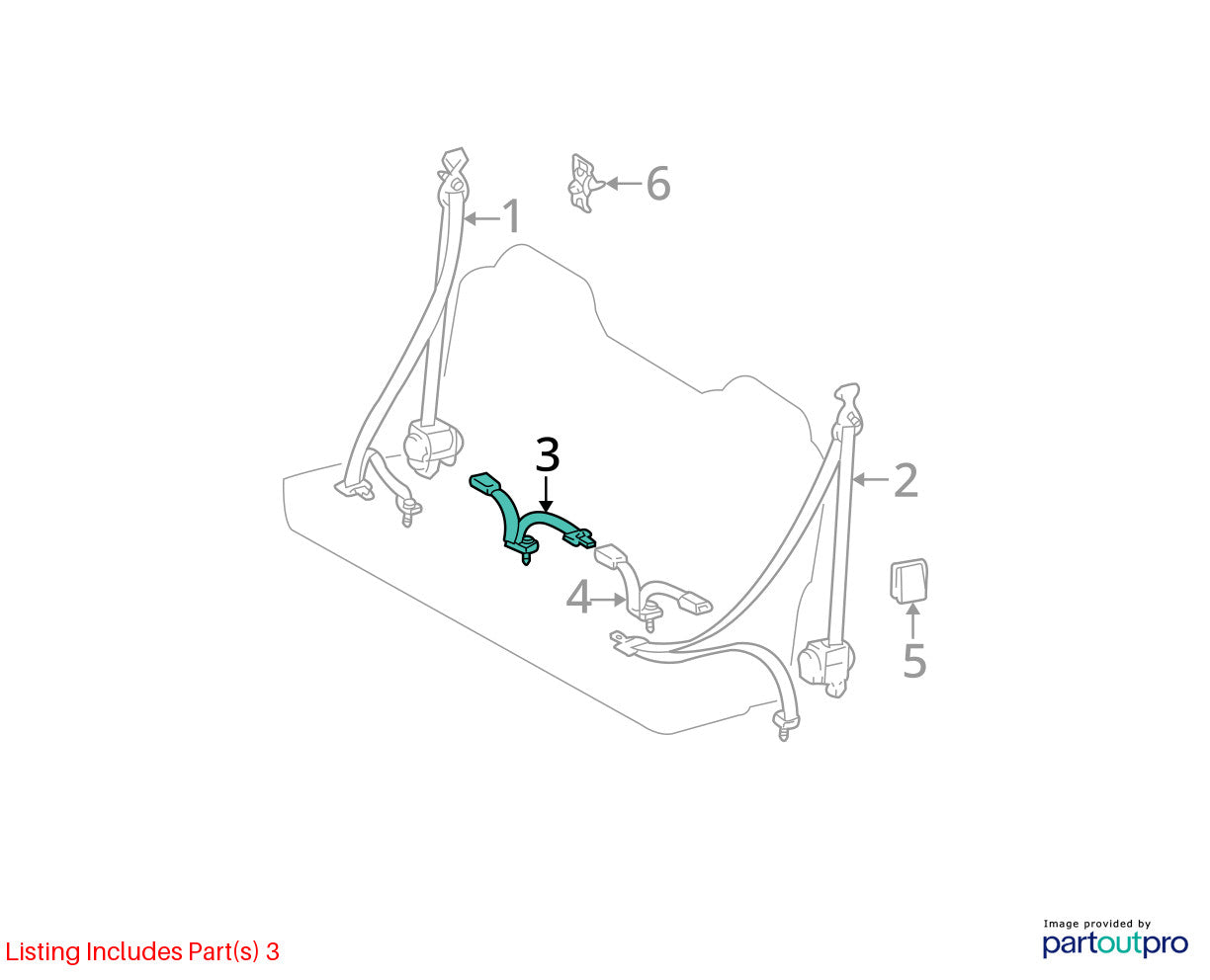 00-01 Toyota Tundra Right Passenger Side Center Seat Belt Ext Cab 73030-0C010-B0