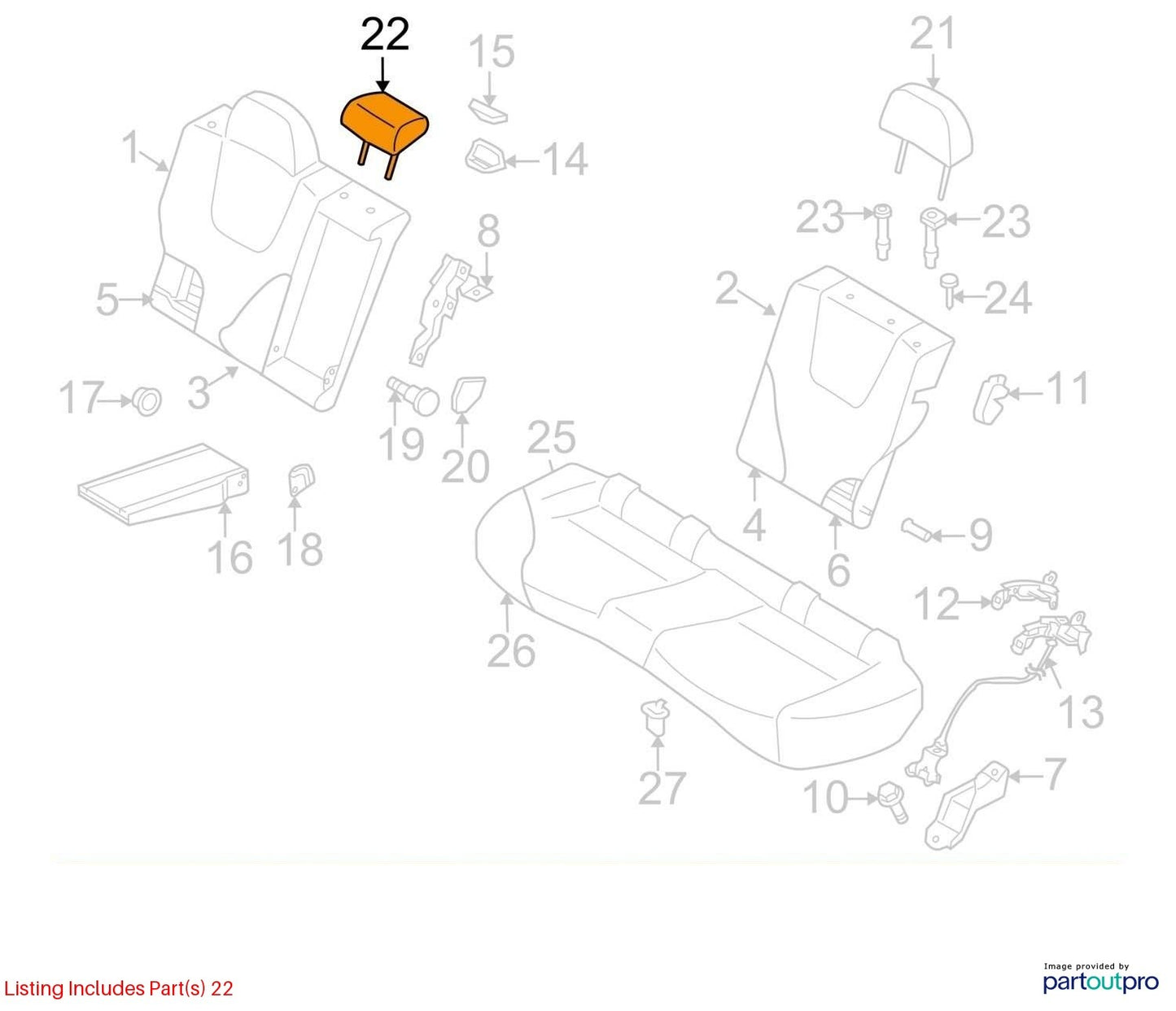 2014-2018 Subaru Forester Rear Back Seat Headrests Head Rest Black Cloth Set OEM