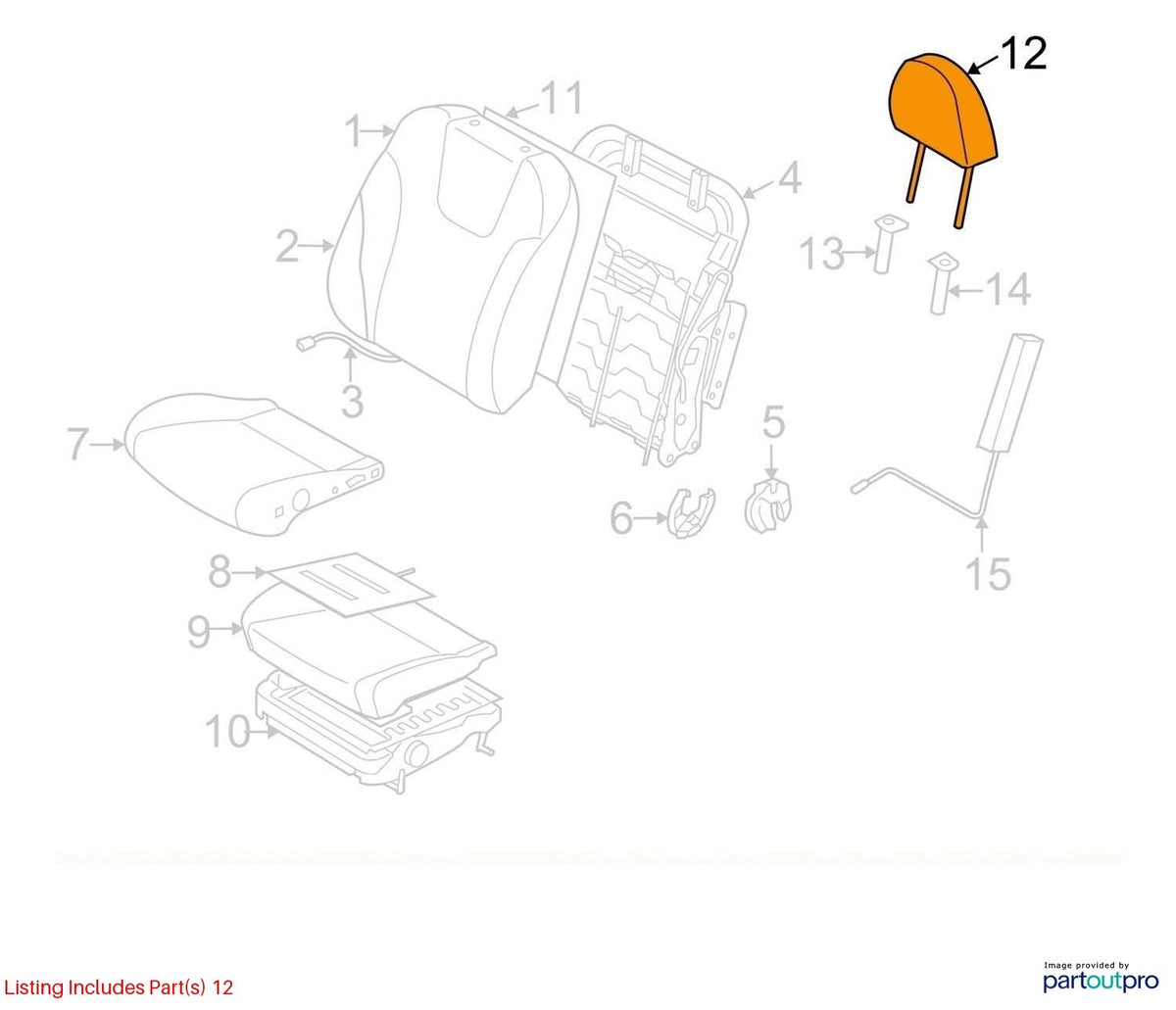 2014-2018 Subaru Forester Front Left & Right Seat Headrests OEM 64061SG050VH