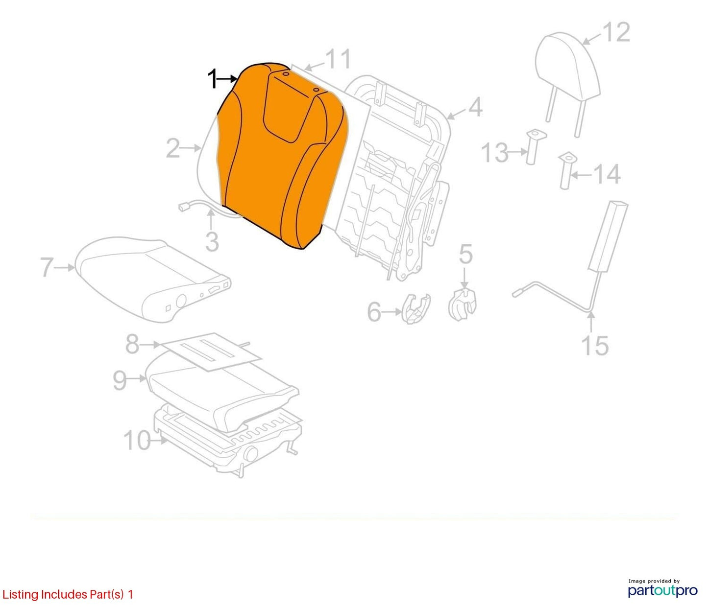 2014-2018 Subaru Forester Front Left Driver Side Upper Back Seat Cushion OEM