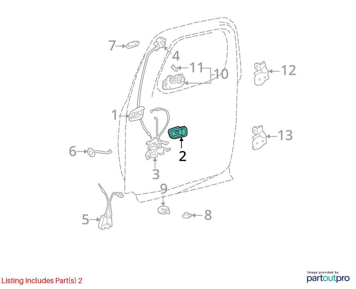 2000-2006 Toyota Tundra Rear Right Interior Door Handle Gray OEM 69297-0C010-B1