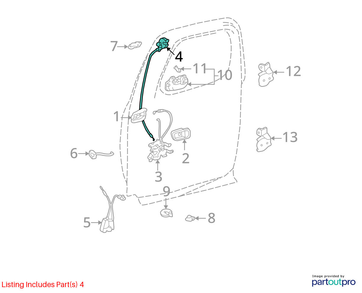 2000-2006 Toyota Tundra Access Cab Rear Right Upper Bottom Door Lock Latch OEM