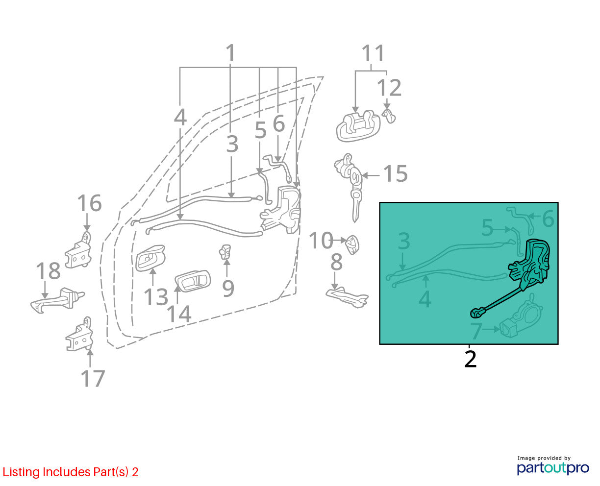2000-2006 Toyota Tundra Front Right Door Lock Latch Actuator OEM 69030-0C010