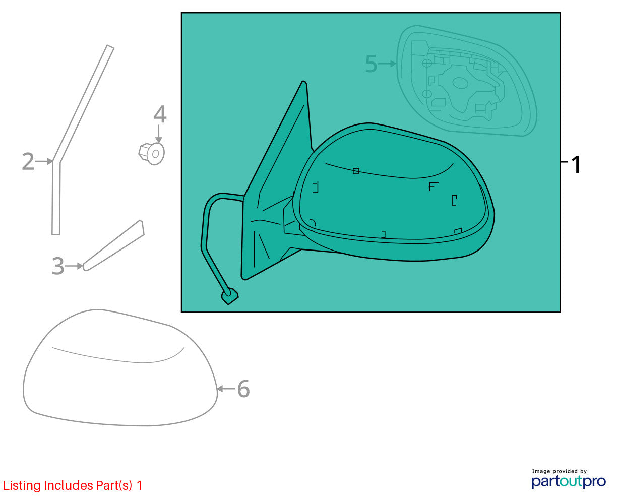 2014-2015 Mitsubishi Outlander Sport Front Left Side View 5-Wire Mirror P26 OEM