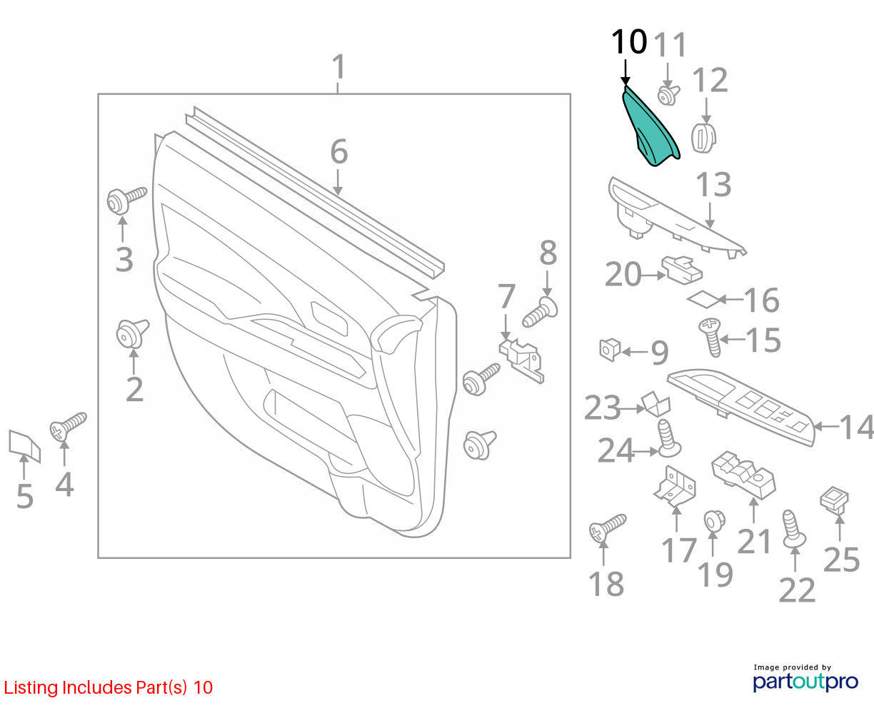 2013-2015 Mitsubishi Outlander Sport Front Right Door Corner Speaker Cover Trim