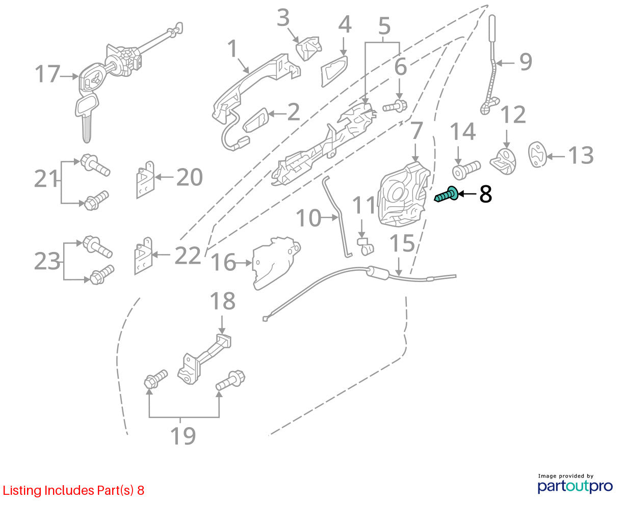 2015 Mitsubishi Outlander Sport Door Latch Actuator Screws Bolts - Set of 3 OEM