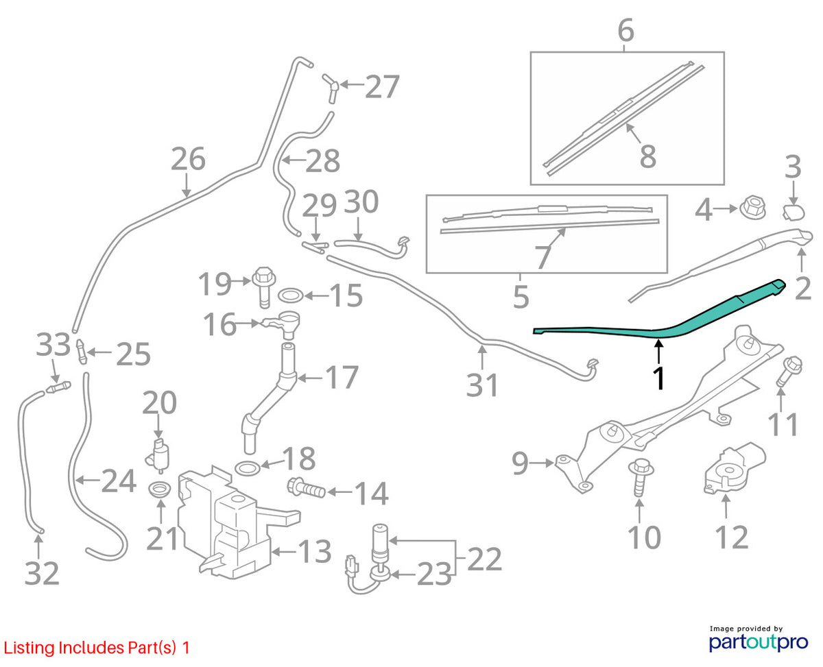 11-25 Mitsubishi Outlander Sport Windshield Front Right Wiper Arm OEM 8250A172