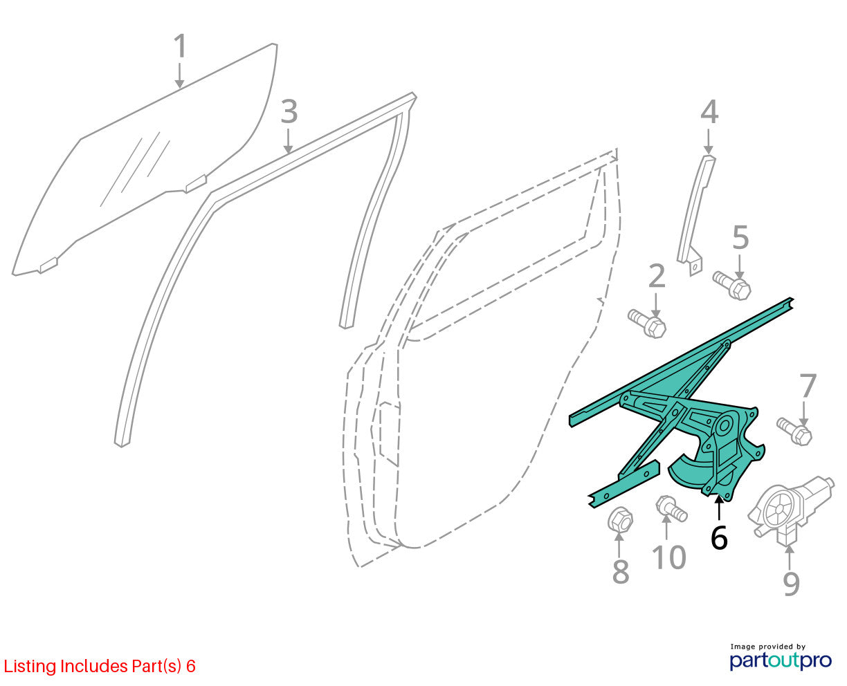 2011-2025 Mitsubishi Outlander Sport Rear Left Door Window Regulator & Motor OEM