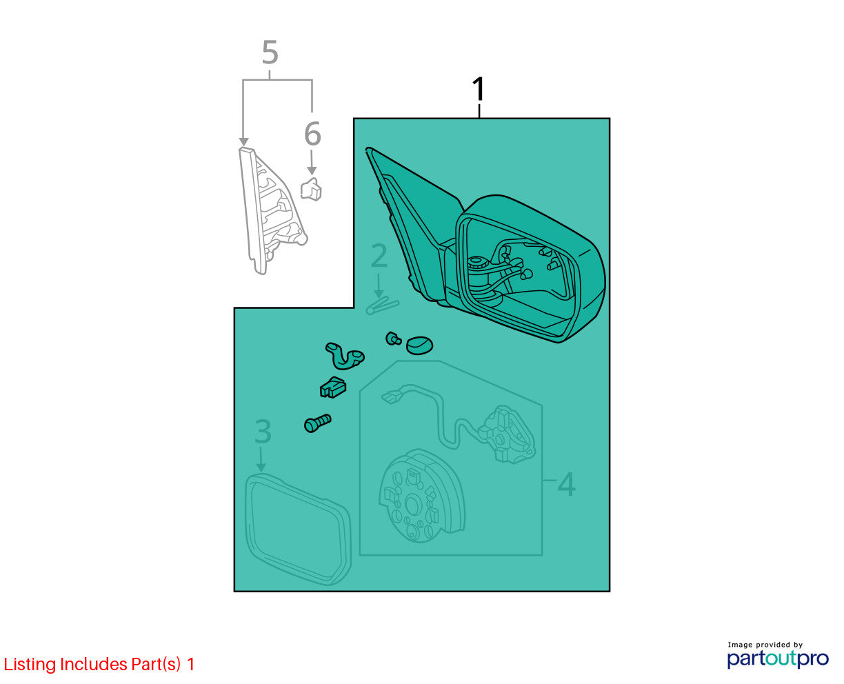 03-05 Honda Pilot Front Right Side View Door Mirror Black OEM 76200-S9V-A11ZB