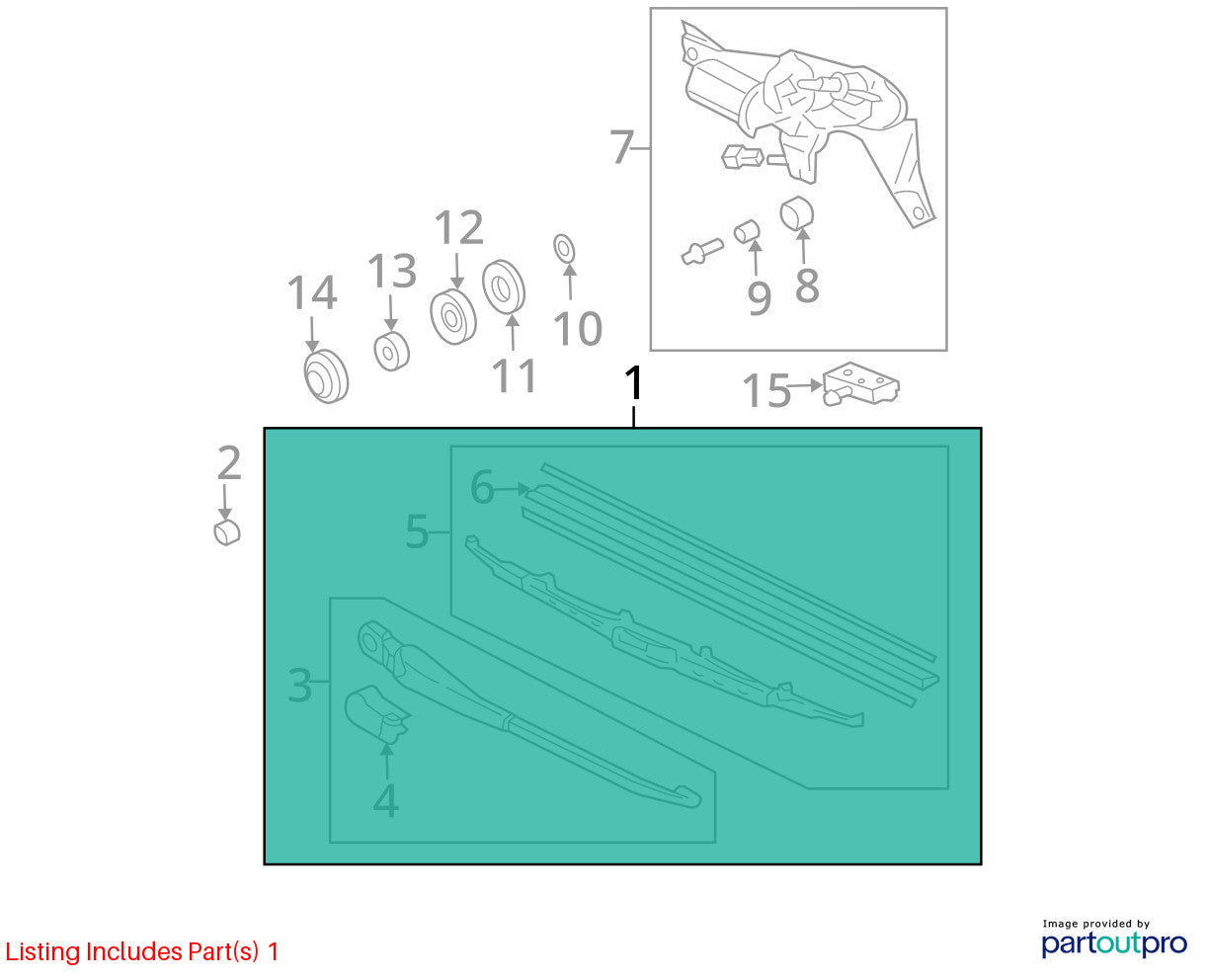 03-08 Honda Pilot Tailgate Trunk Windshield Glass Wiper Arm OEM 76740-S9V-A01