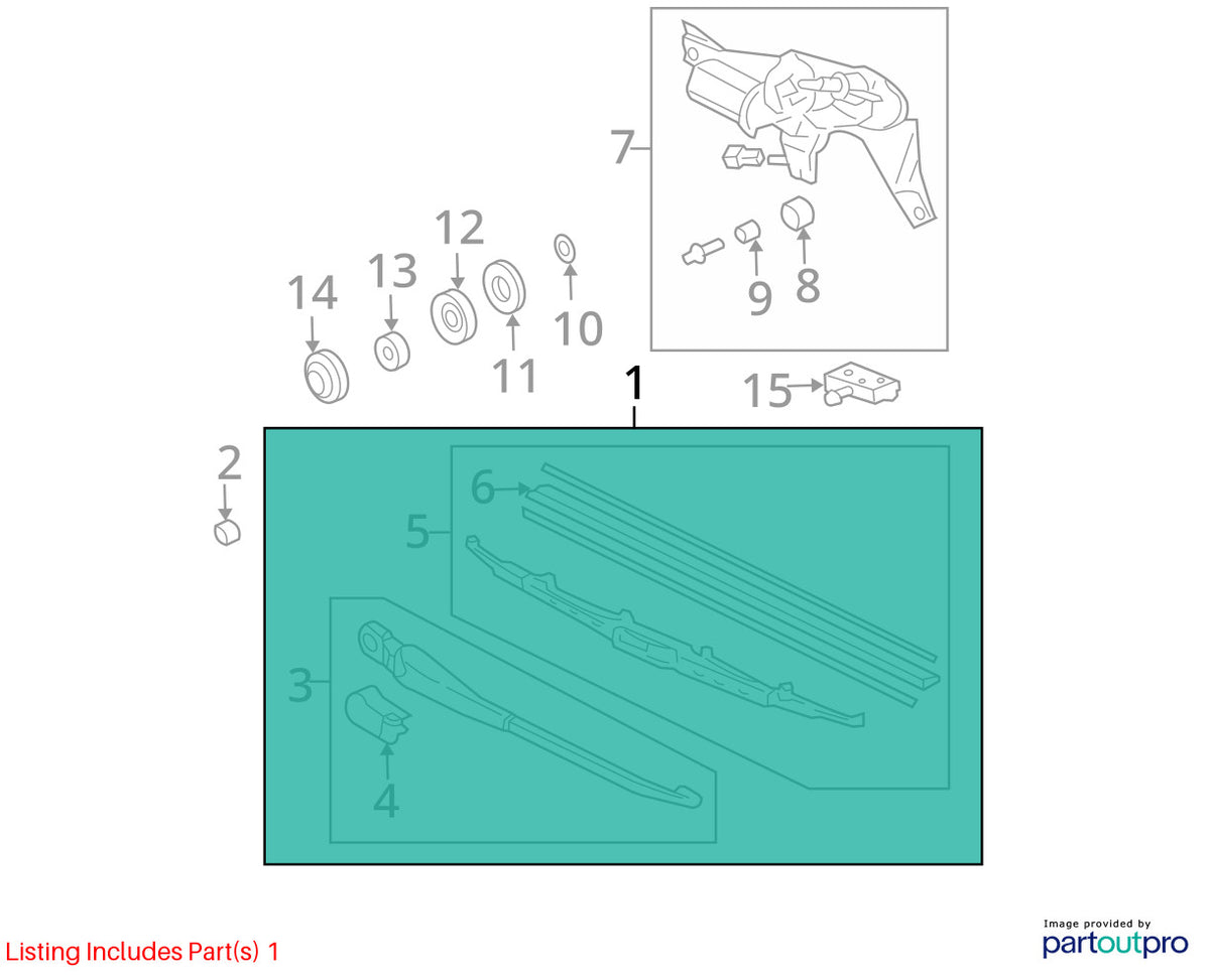 03-08 Honda Pilot Tailgate Trunk Windshield Glass Wiper Arm OEM 76740-S9V-A01