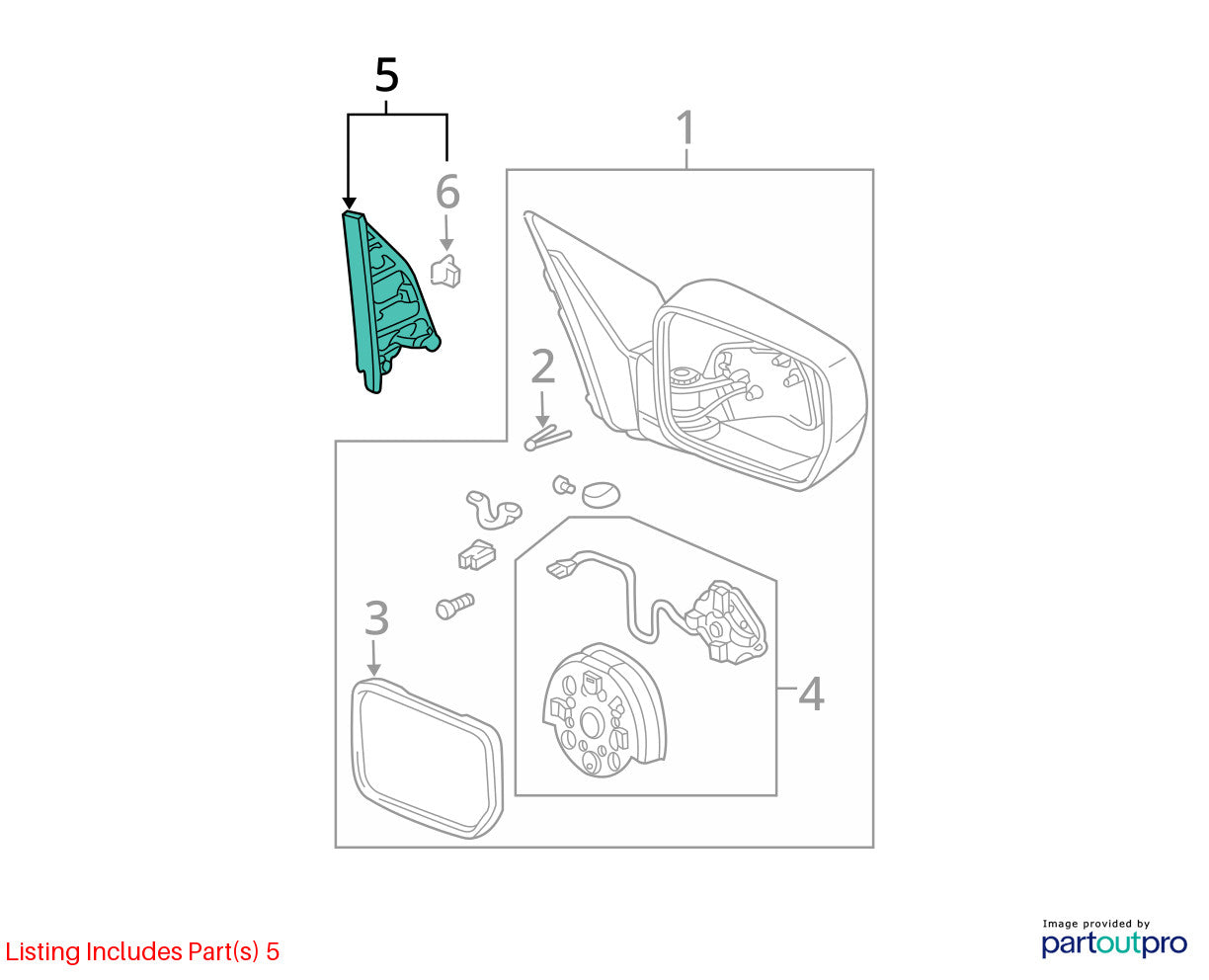 2003-2008 Honda Pilot Front Right Door Mirror Cover Trim OEM 76220-S9V-A00ZC