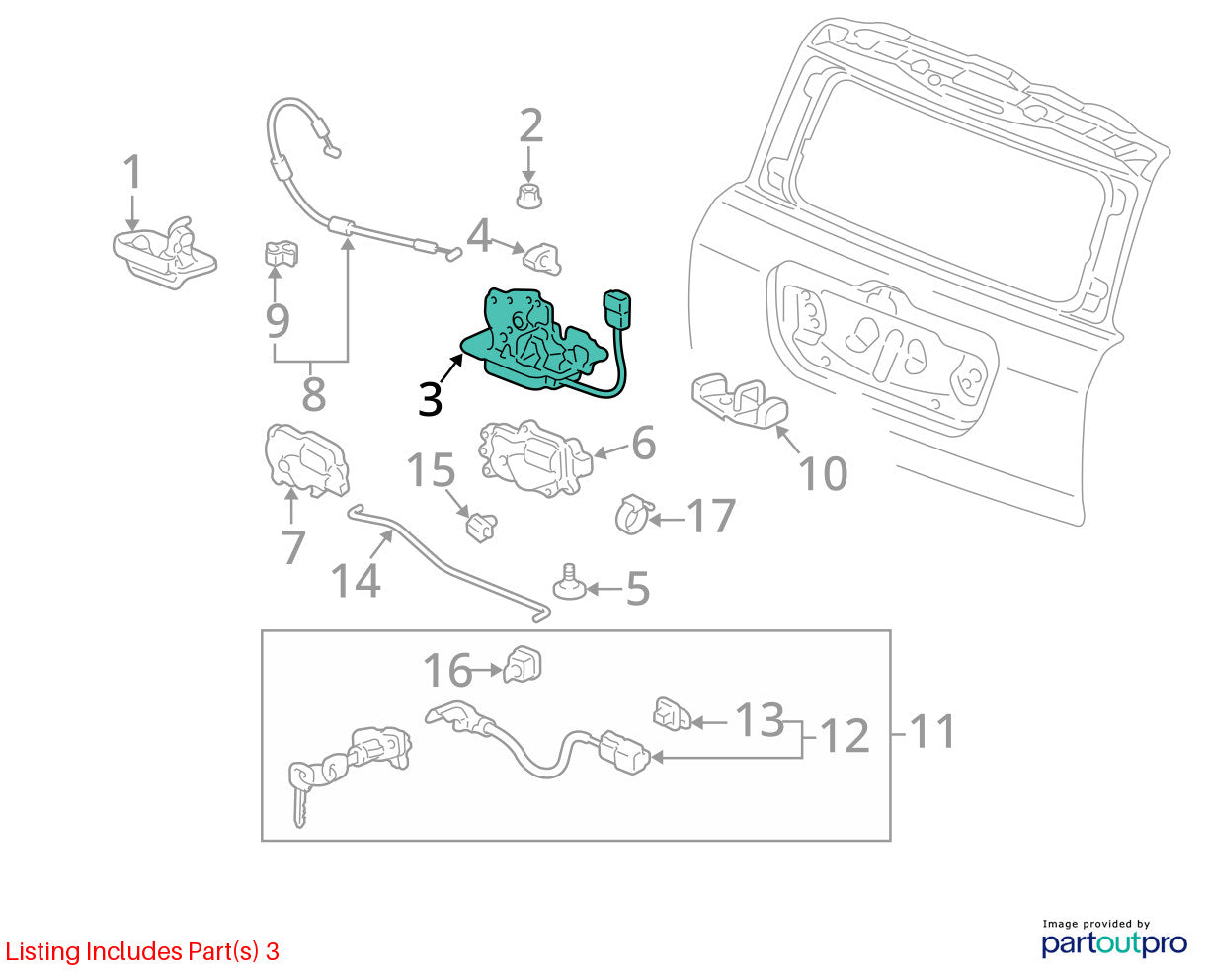 2003-2008 Honda Pilot Trunk Tailgate Lock Latch Actuator OEM 74801-S9V-A01