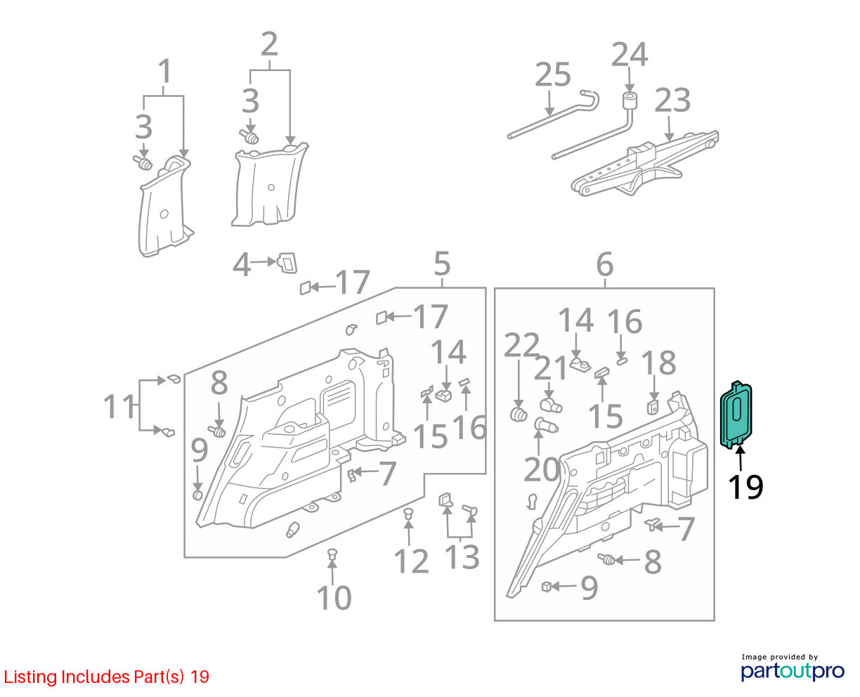 03-08 Honda Pilot Rear Quarter Panel Jack Trim Cover Bezel OEM 84690-S3V-A01ZD