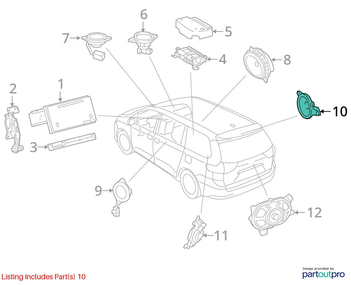 11-20 Toyota Sienna Rear Right Side Quarter Panel Audio Speaker OEM 86160-08180