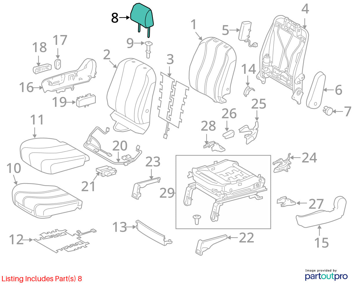 11-14 Toyota Sienna Front Left/Right Head Rest Headrest Set Leather Beige OEM