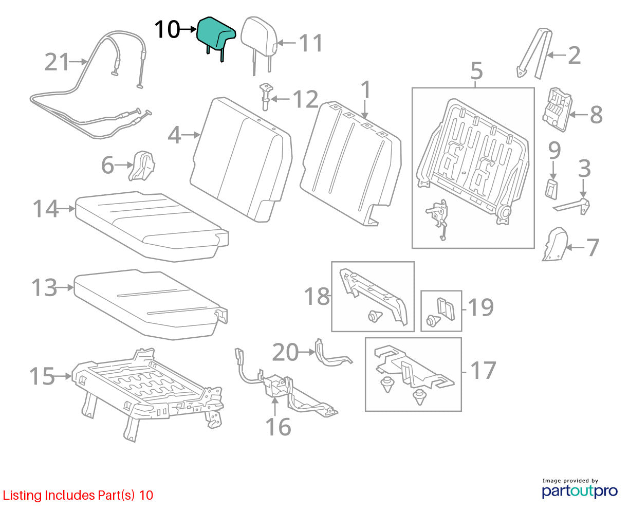 11-14 Toyota Sienna 2nd Row Head Rest Headrest Leather Beige OEM  71960-08020-E2