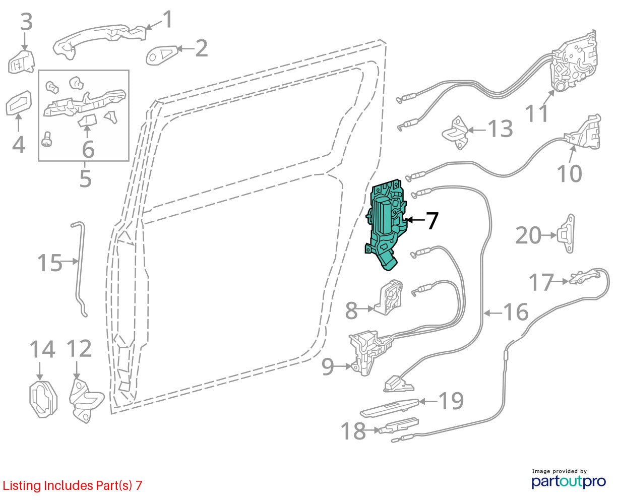 11-14 Toyota Sienna Rear Right Sliding Door Interior Handle OEM 69070-08031-E0