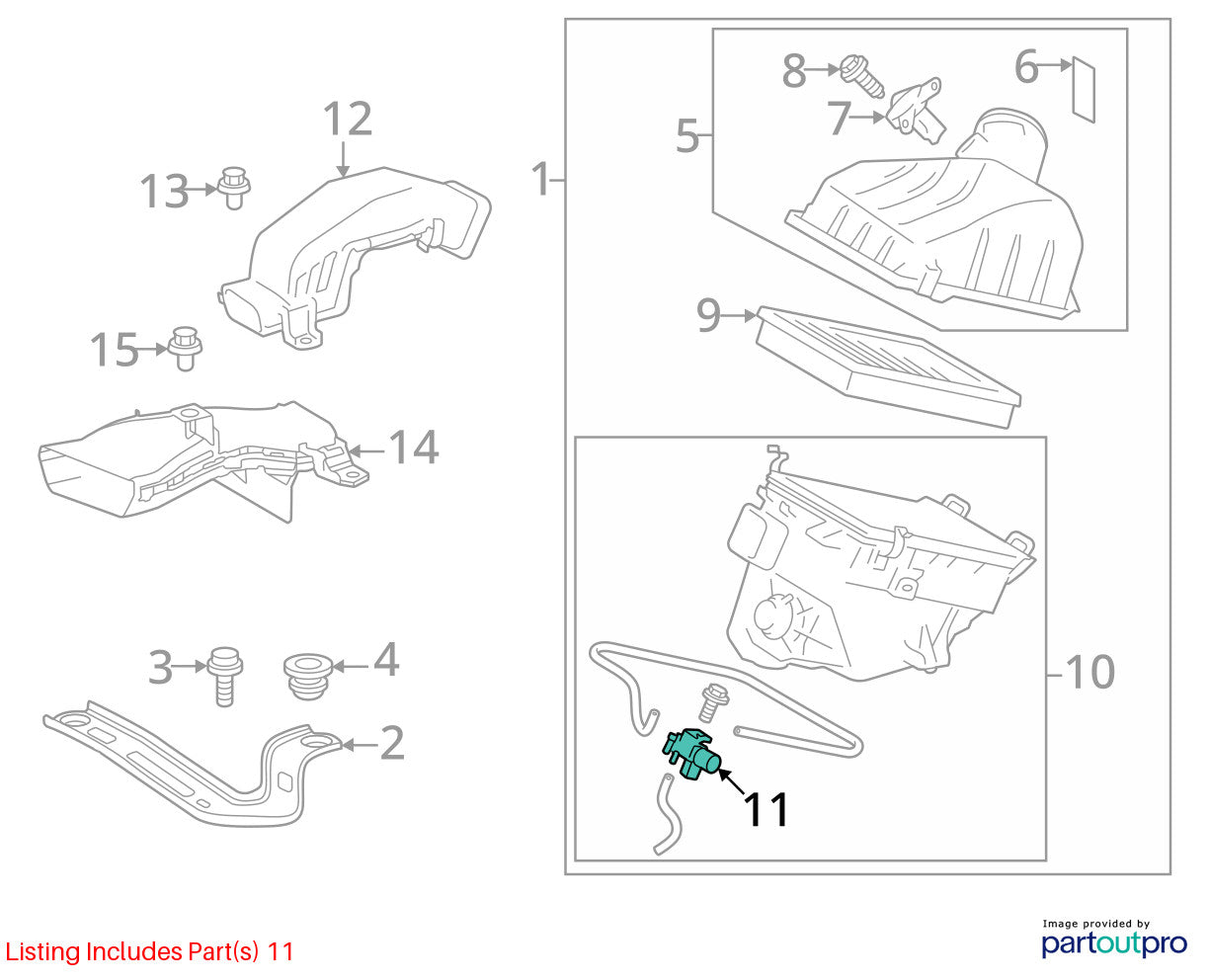 2011-2017 Toyota Sienna  Air Intake Vacuum Switch Control Valve 90910-AC002