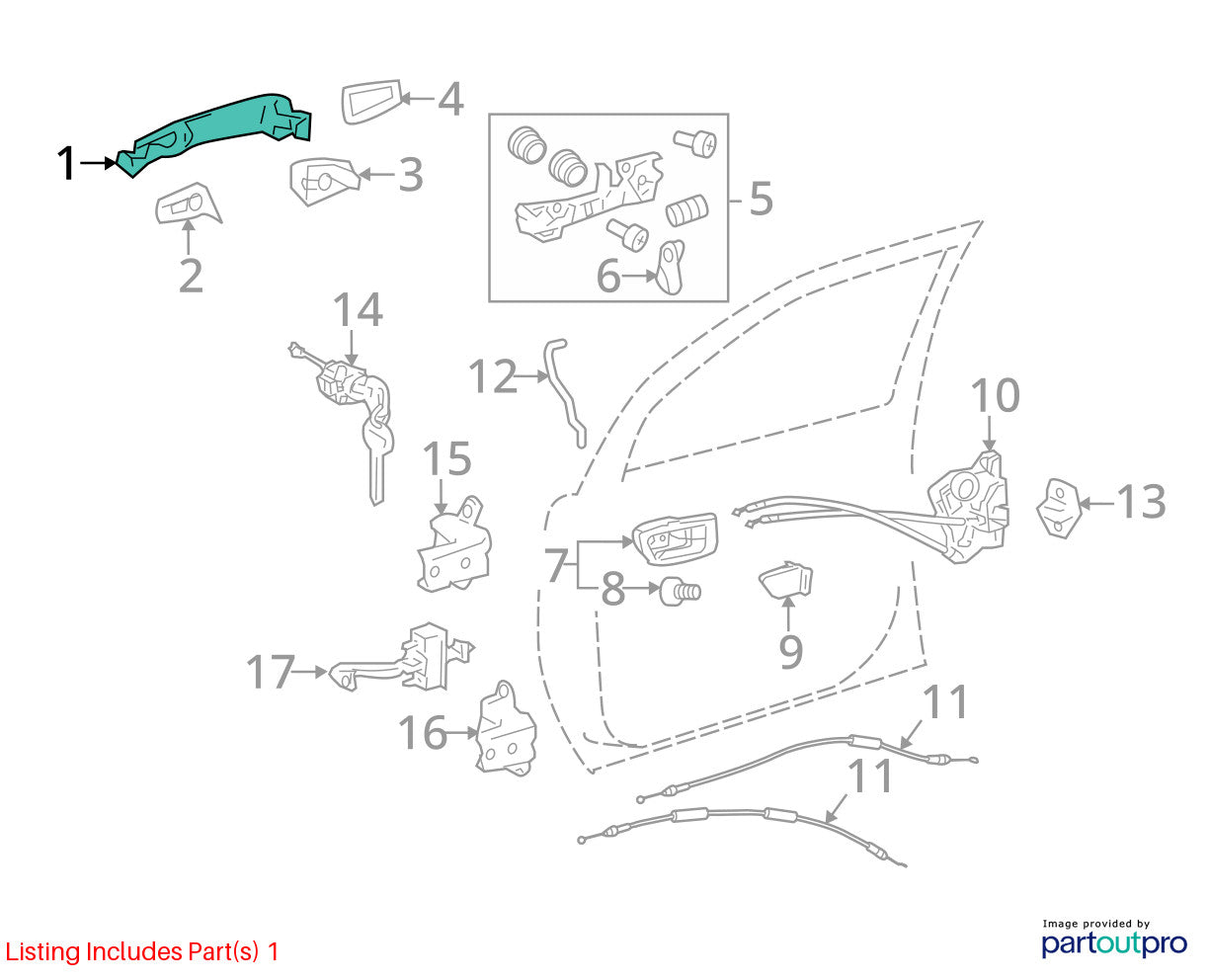 11-15 Toyota Sienna Front Right Side Exterior Door Handle OEM 202 Black Onyx