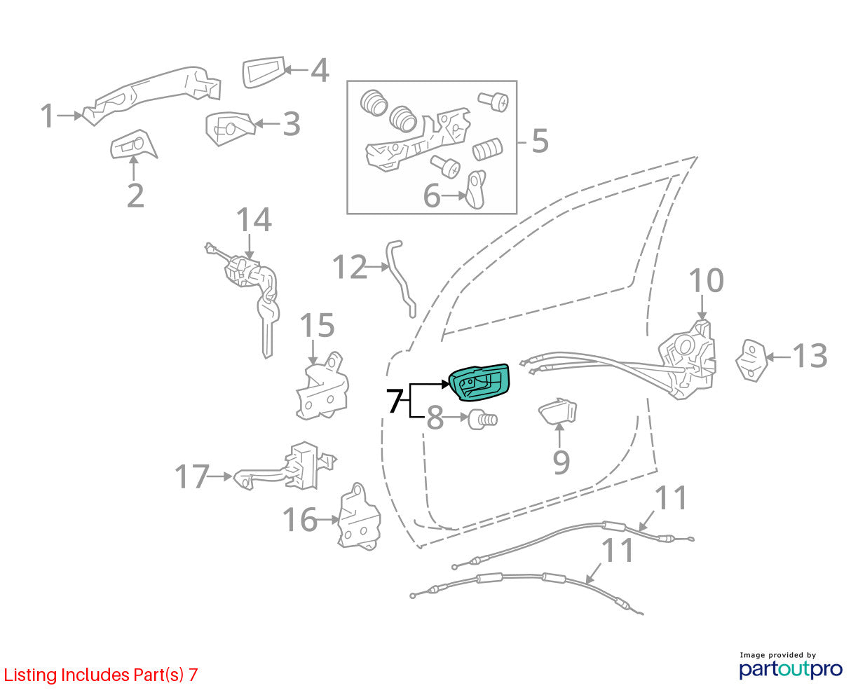 2011-2015 Toyota Sienna Front Right Side Interior Door Handle OEM 69205-0T010-E0