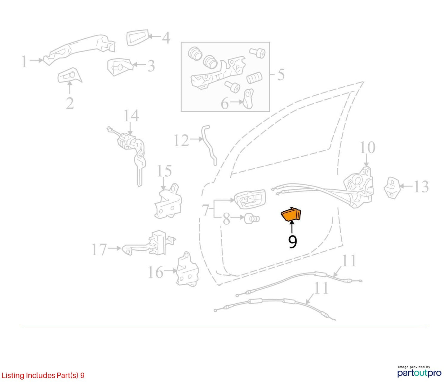 2011-2020 Toyota Sienna Front Left Door Inside Handle Bolt Cover OEM 69284-08010