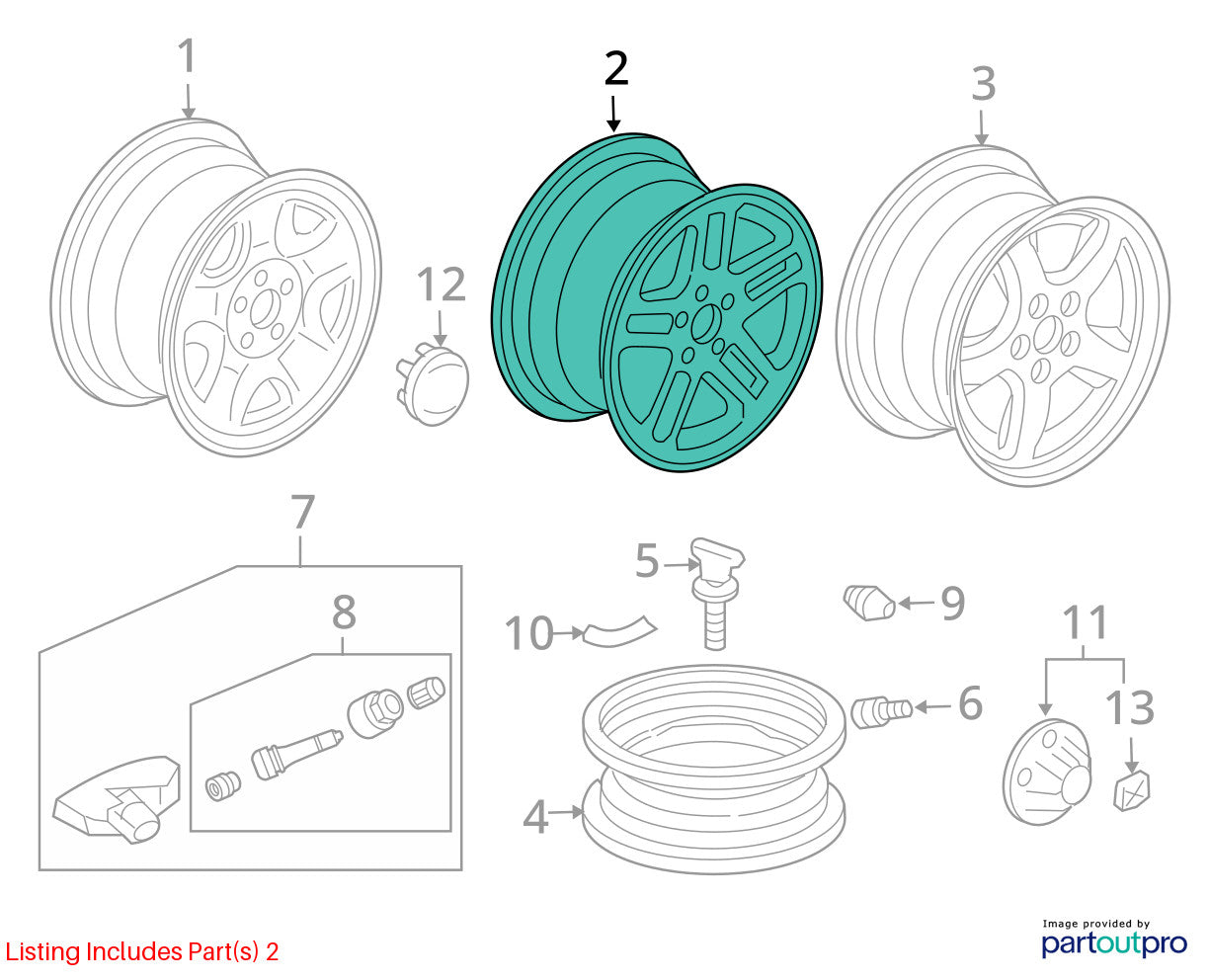 2003-2004 Honda Pilot Wheel 16x6-1/2 Alloy 5 Spoke OEM 42700S9VA51
