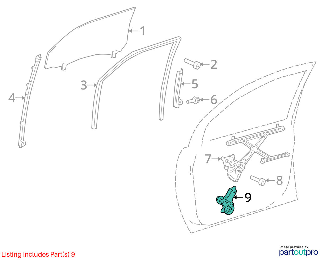 11‑13 Toyota Sienna Front Left Driver Side Door Window Regulator OEM 85720‑08030