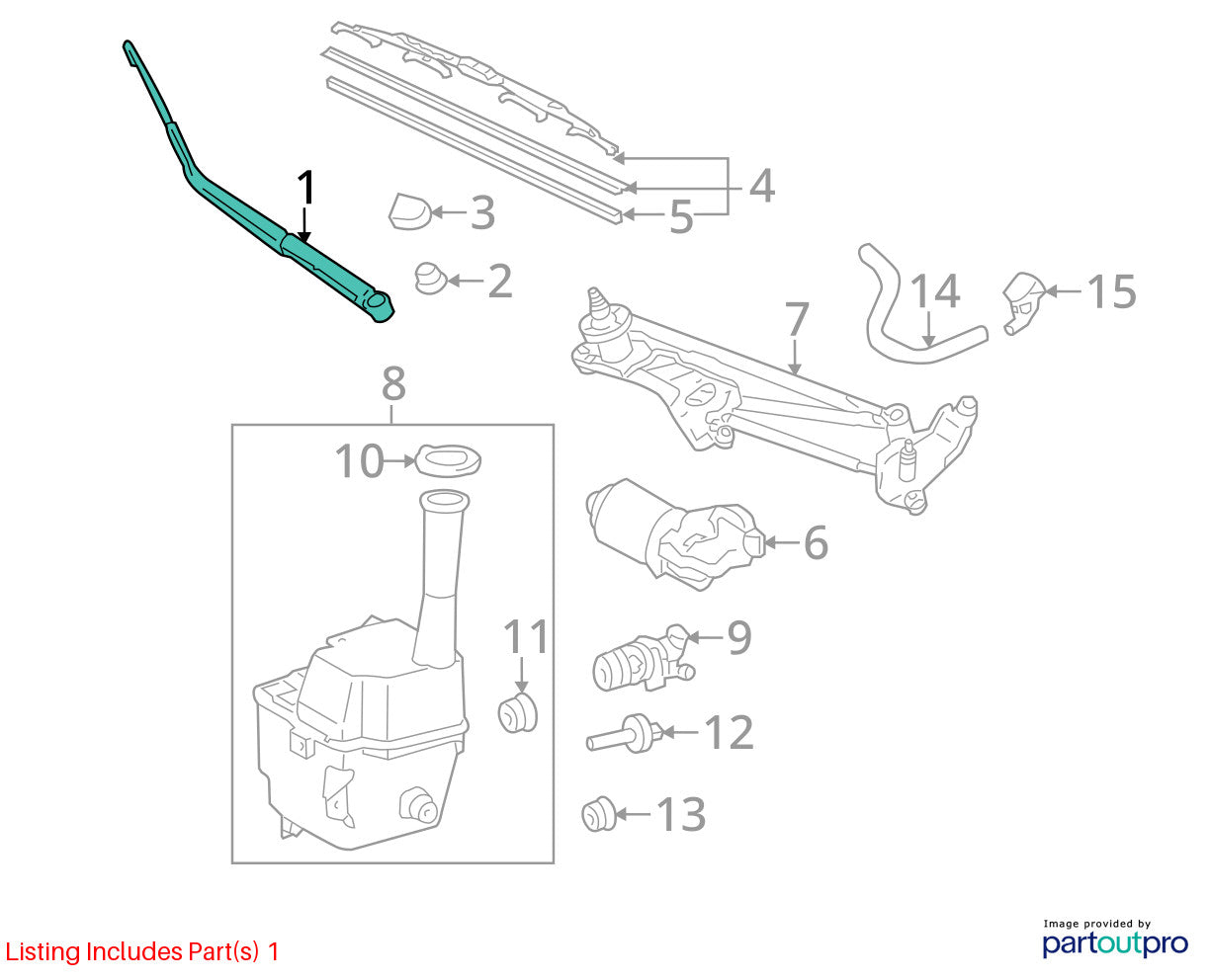 2011-2020 Toyota Sienna Front Right Side Windshield Wiper Arm OEM 85211-08020