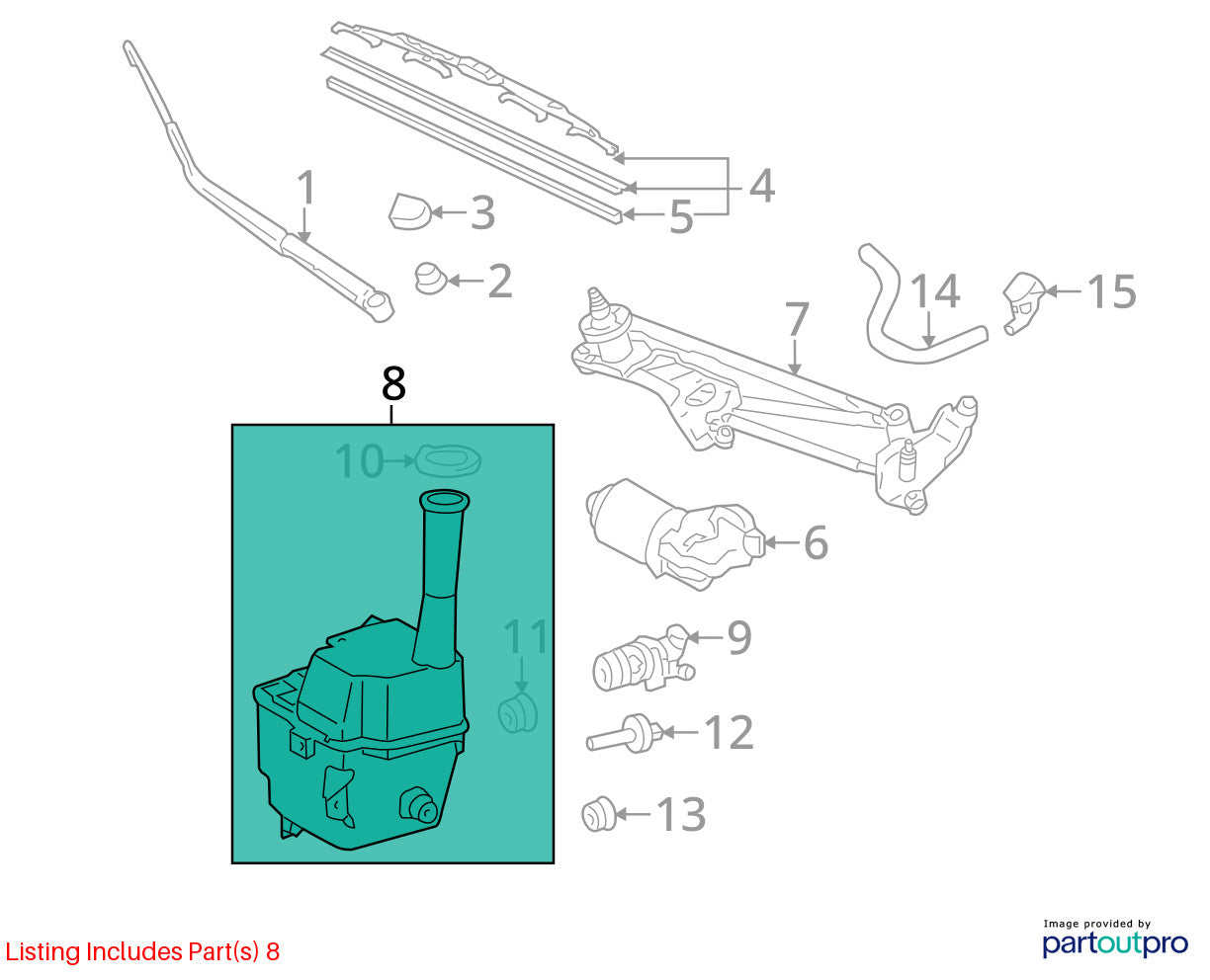 2004-2020 Toyota Sienna Windshield Washer Fluid Reservoir Tank OEM 85315-AE010