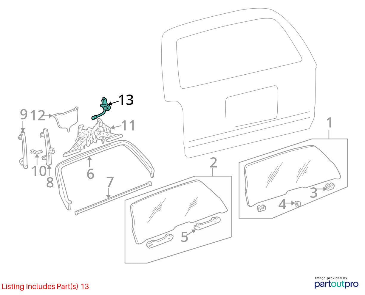 96-02 Toyota 4Runner Rear Liftgate Tail Gate Window Regulator Motor 85710-35090