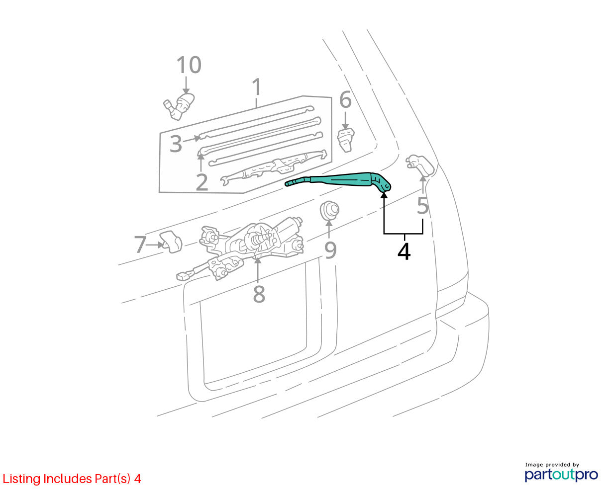 1996-2002 Toyota 4Runner Rear Back Hatch Gate Window Wiper Arm 85241-35020