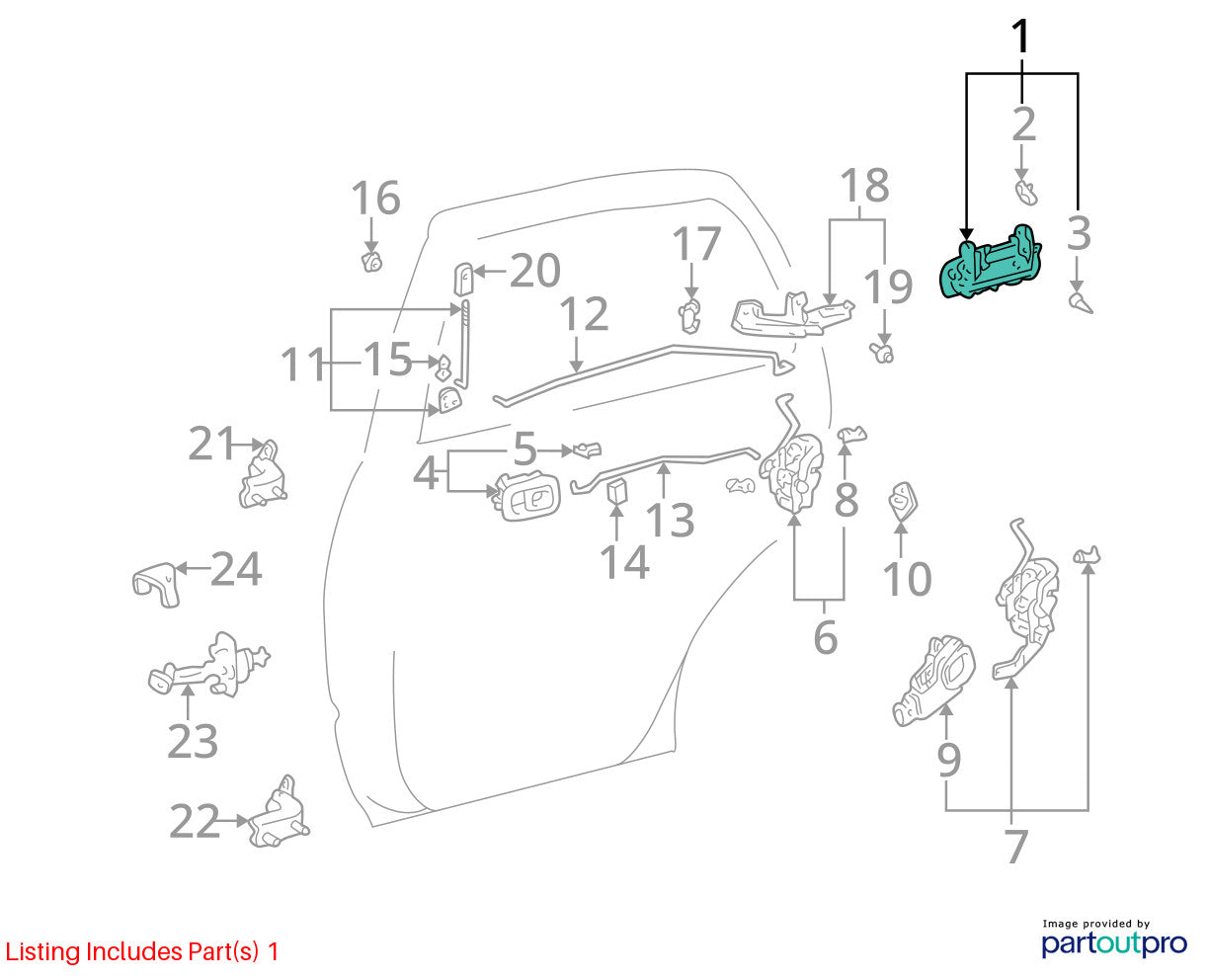 1996-1998 Toyota 4Runner Rear Left Exterior Door Handle Green OEM 69240-35030-H0
