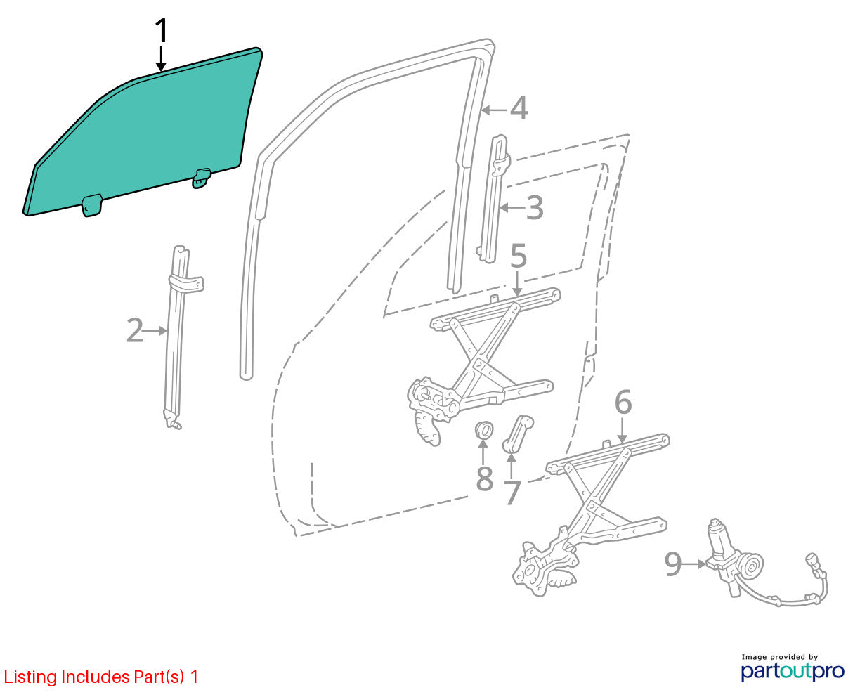 1996-1998 Toyota 4Runner Front Left Side Door Window Glass OEM 68102-35150