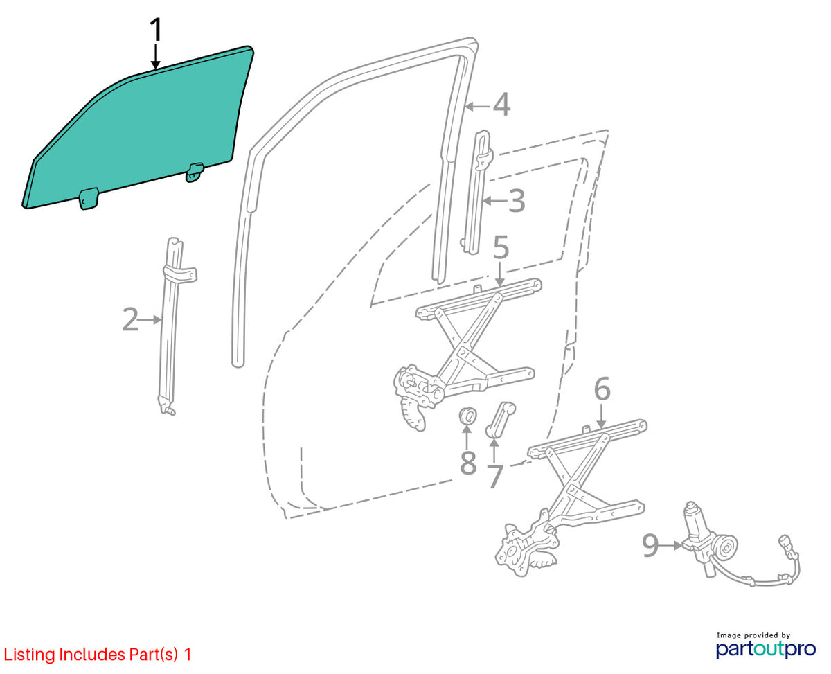 1996-1998 Toyota 4Runner Front Left Side Door Window Glass OEM 68102-35150