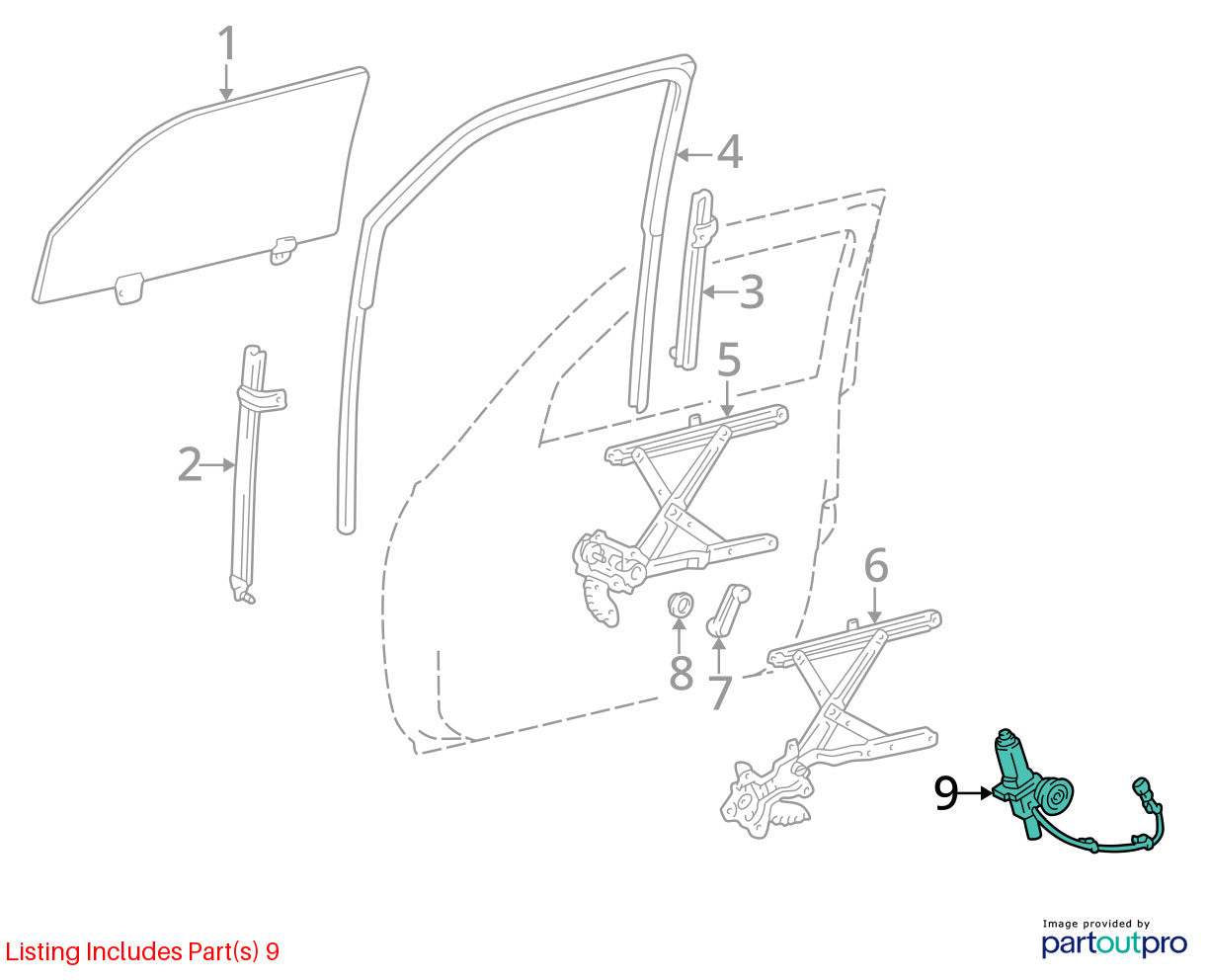 1996-1998 Toyota 4Runner Front Left Power Window Regulator Motor OEM 85720-35050