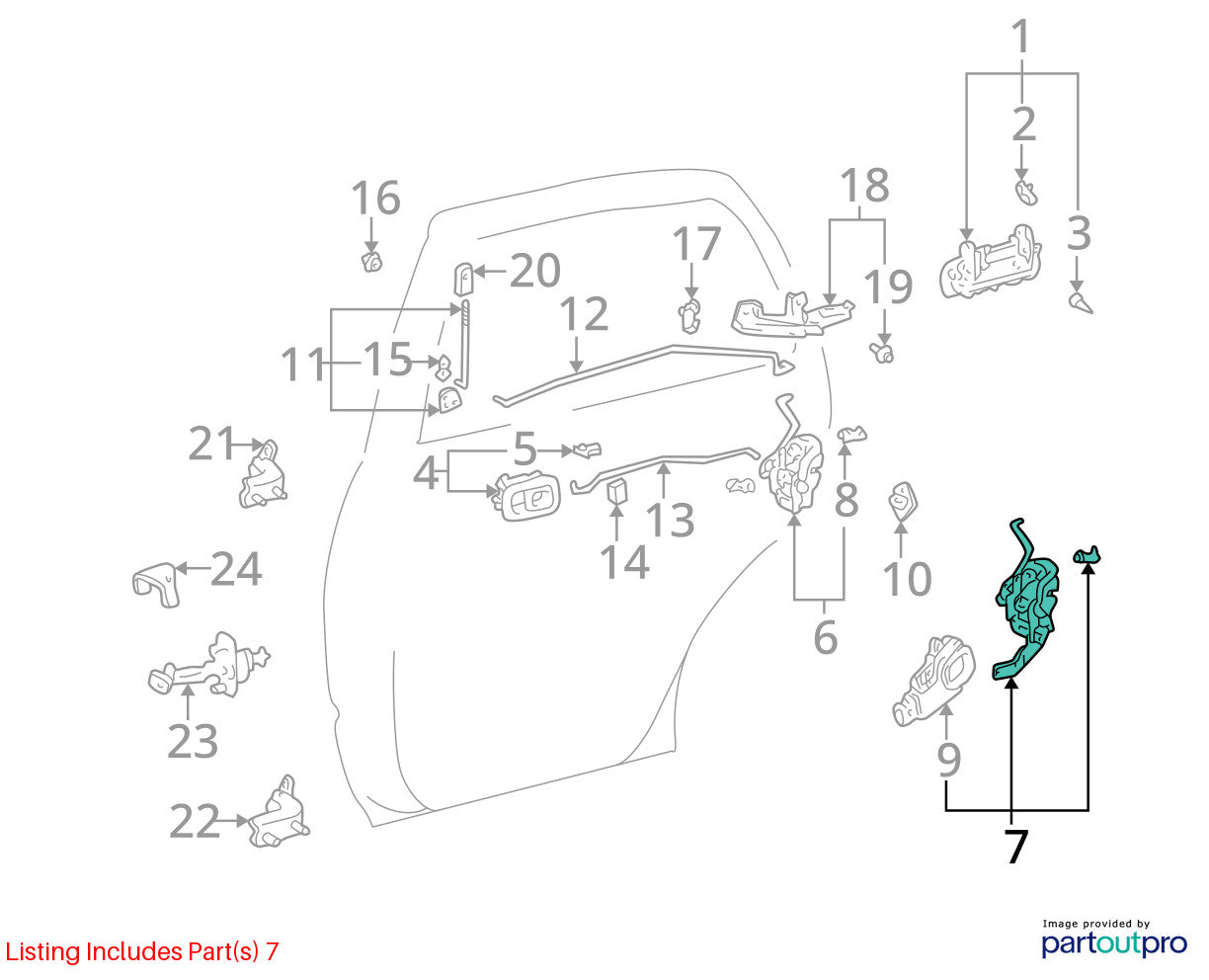 1996-1998 Toyota 4Runner Rear Right Door Lock Latch Actuator OEM 69050-35060
