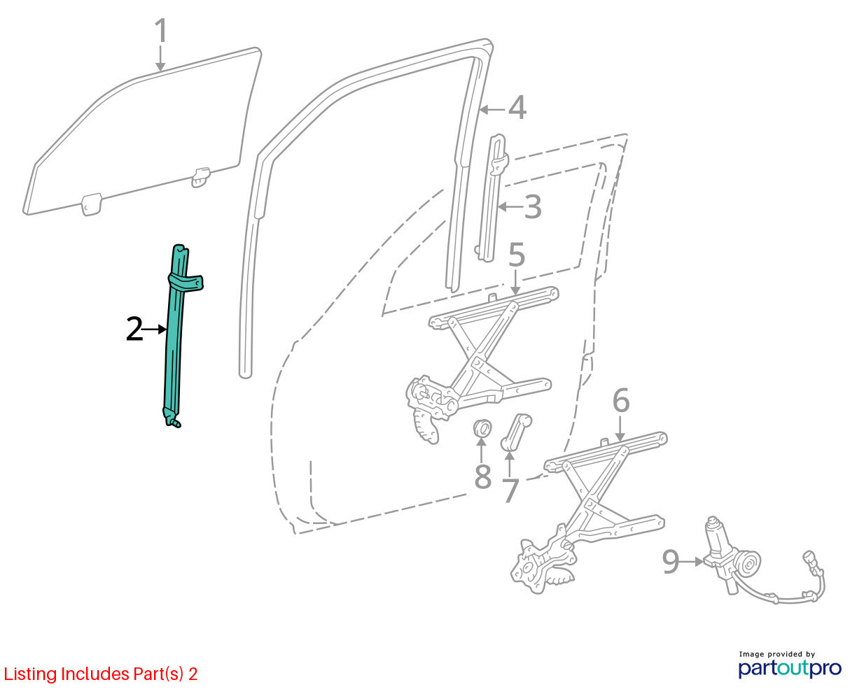 96-02 Toyota 4Runner Front Left Door Window Glass Guide Rail Track 67402-35040
