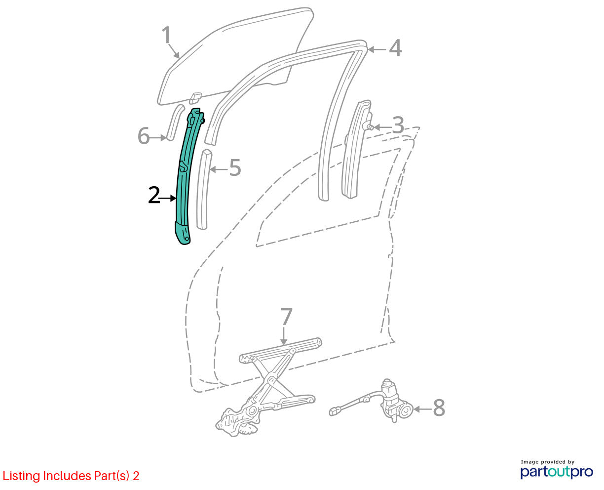 2004-2006 Toyota Tundra Front Left Side Door Guide Channel Rail OEM 67402-0C020