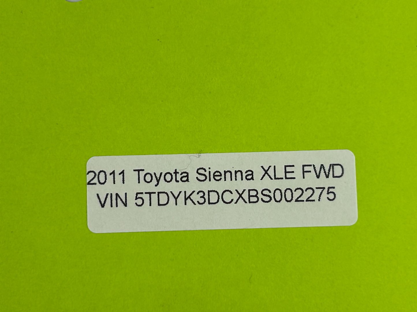 2011-2015 Toyota Sienna Rear Right Side Quarter Window Glass OEM 62730-08110