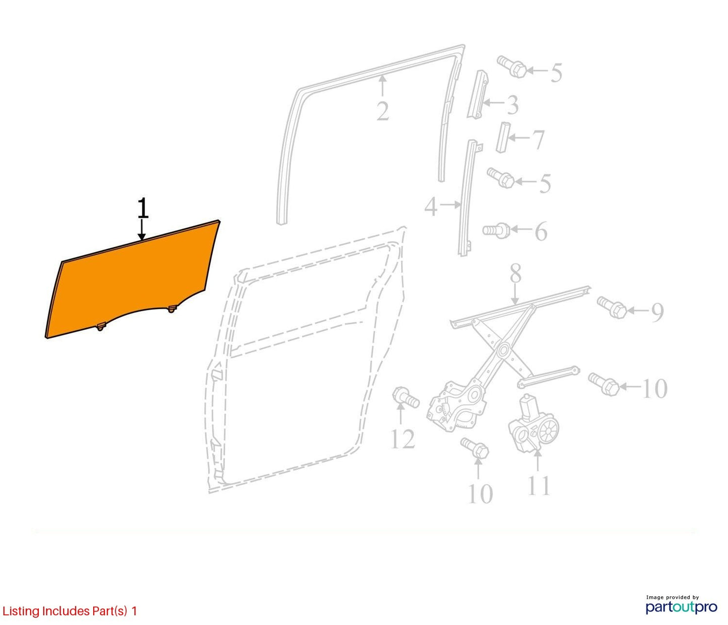 2011-2014 Toyota Sienna Rear Left Driver Side Door Window Glass OEM 62760-08050