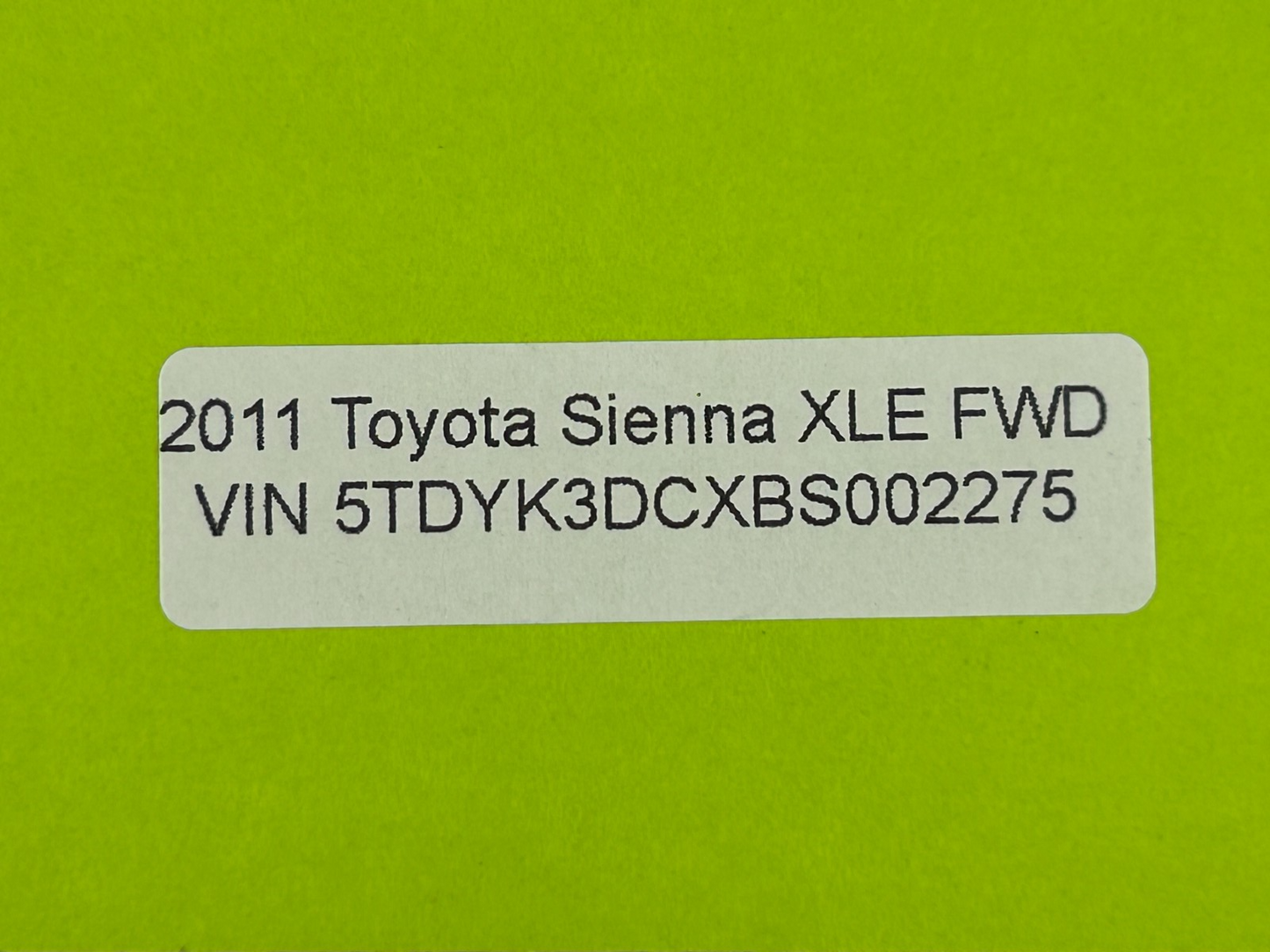 2011-2014 Toyota Sienna Rear Left Driver Side Door Window Glass OEM 62760-08050