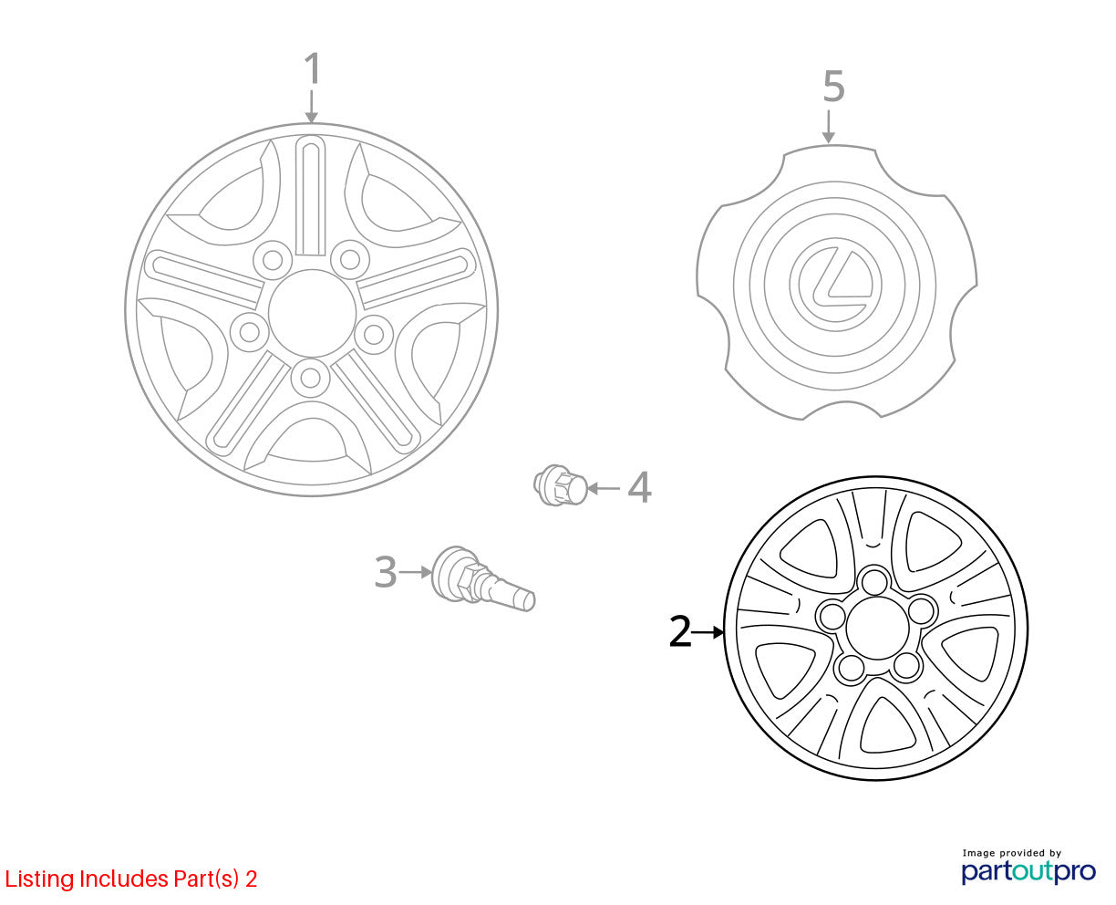 2003-2004 Lexus LX470 18x8 Aluminum Alloy Silver 5 Spoke OEM