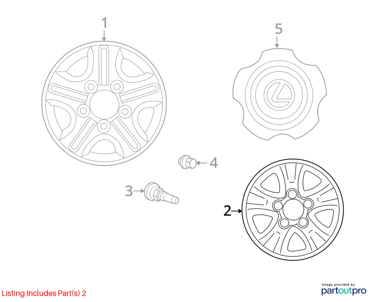 2003-2004 Lexus LX470 18x8 Aluminum Alloy Silver 5 Spoke OEM 4261160520