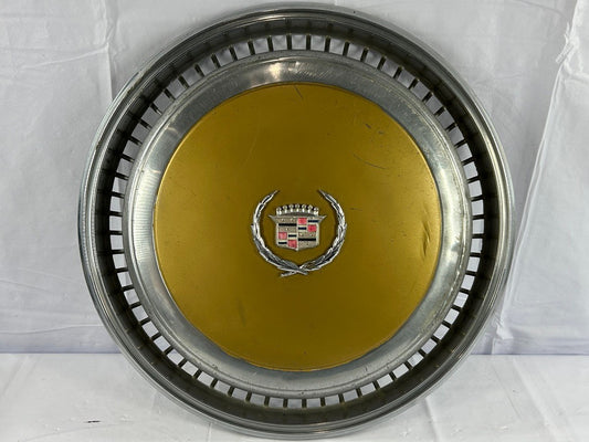 1970s Cadillac Eldorado Hubcap Yellow OEM