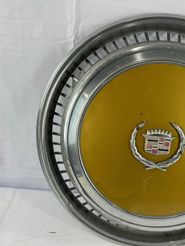 1970s Cadillac Eldorado Hubcap Yellow OEM