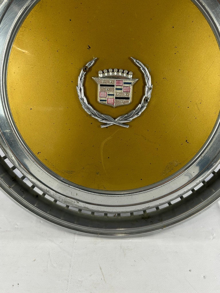 1970s Cadillac Eldorado Hubcap Yellow OEM